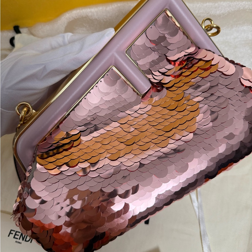 •••SOLD•••New Fendi First Shoulder Sequin Bag in Pink - Picture 8 of 15